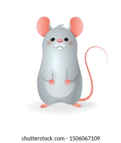 Cute little Rat - vector illustration cartoon style isolated on transparent background