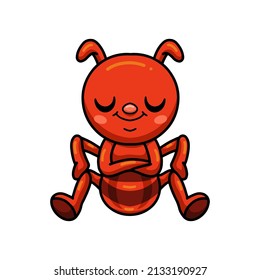 Cute little red ant cartoon sleeping