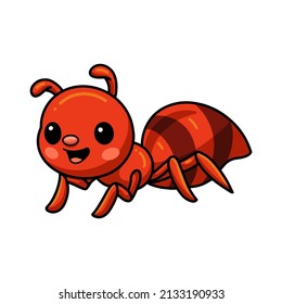 Cute little red ant cartoon