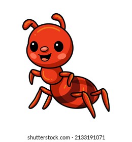 Cute little red ant cartoon