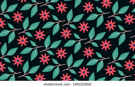Cute little red flowers pattern background 