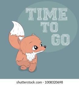 Cute little red Fox cartoon hand drawn vector illustration. Can be used for print t shirts baby, design, fashion printing, children's wear, greeting celebration and card shower invitations.