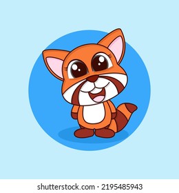 Cute little red panda, animal nature icon concept isolated