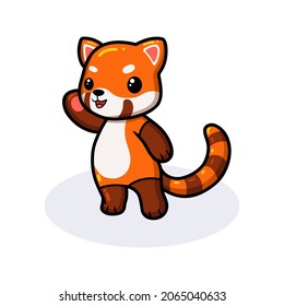 Cute little red panda cartoon standing