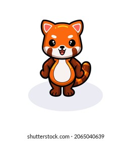 Cute little red panda cartoon standing