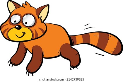 Cute little red panda with long tail