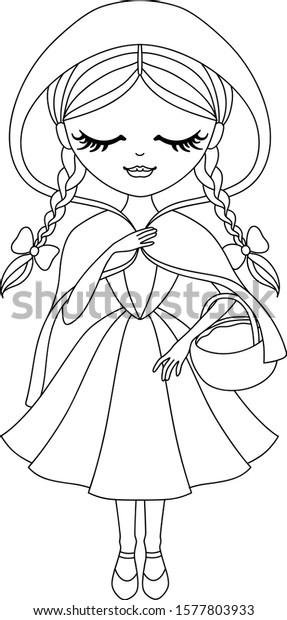 Cute Little Red Riding Hood Black Stock Vector Royalty Free