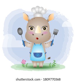 a cute little rhino chef