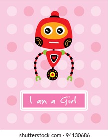 cute little robot birthday arrival card