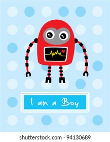 cute little robot birthday arrival card
