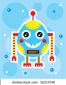 cute little robot in bubble
