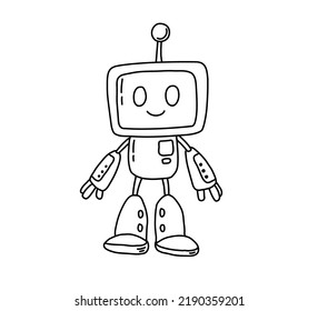 Cute Little Robot Doodle Drawing Coloring Stock Vector (Royalty Free ...