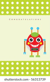 cute little robot greeting tag