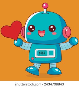 Cute little robot illustration emotions, emotes sticks emojis, pattern illustration, collection