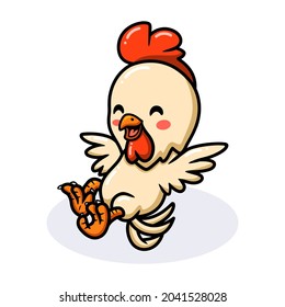 Cute little rooster cartoon posing