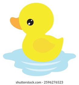 Cute little rubber duckling  vector cartoon illustration