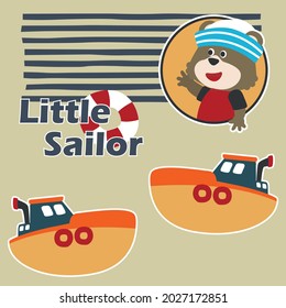 Cute little sailor vector illustration with cartoon style. Creative vector childish background for fabric, textile, nursery wallpaper, poster, card, brochure. and other decoration.