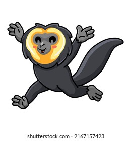 Cute Little Saki Monkey Cartoon Running