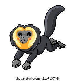 Cute little saki monkey cartoon jumping