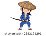 Cute Little Samurai Character Illustration