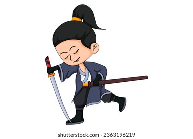 Cute Little Samurai Character Illustration