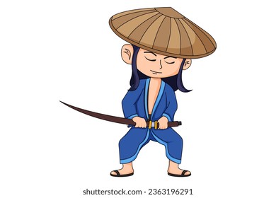 Cute Little Samurai Character Illustration