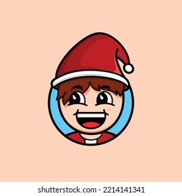 Cute little Santa Claus with happy expression merry christmas icon illustration Vector stock illustration