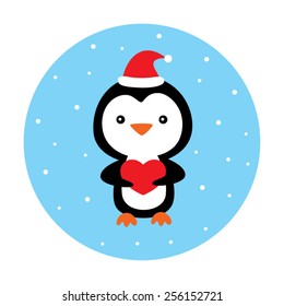 cute little santa claus penguin vector