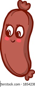 Cute little sausage, illustration, vector on white background