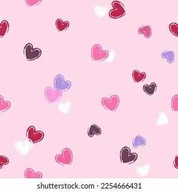 Cute Little Scattered Hearts Vector Seamless Valentine Pattern