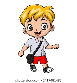 Cute little school boy cartoon