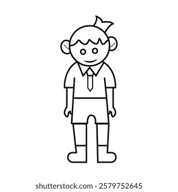 Cute little school boy cartoon vector illustration.