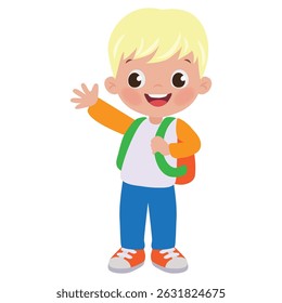 Ilustración linda de la historieta del Vector del niño de escuela