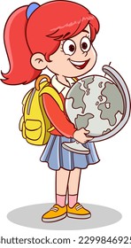 cute little schoolkids cartoon vector