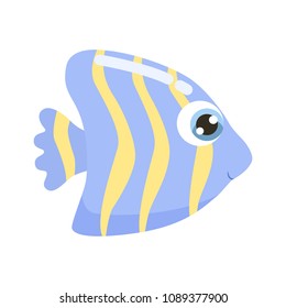 Cute little sea fish vector illustration. Flat design