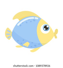 Cute little sea fish vector illustration. Flat design