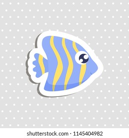 Cute little sea fish vector illustration. Flat design