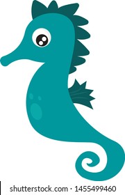 Cute little sea horse, illustration, vector on white background.