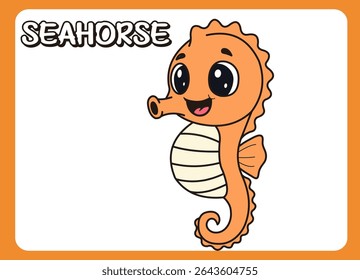 Lindos desenhos animados de cavalo marinho pequeno. vetor 2 dimensão