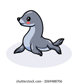 Cute little seal cartoon posing