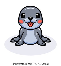 Cute little seal cartoon posing