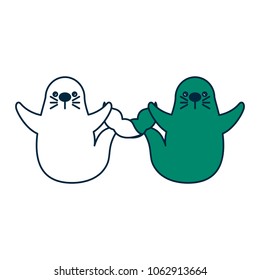 cute little seals couple