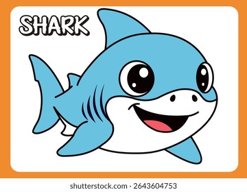 Cute little shark  cartoon illustration. vector 2 dimension