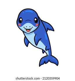 Cute little shark cartoon posing