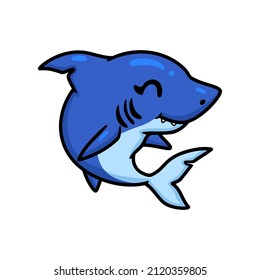 Cute little shark cartoon swimming