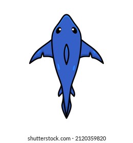 Cute little shark cartoon swimming
