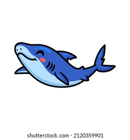 Cute little shark cartoon swimming