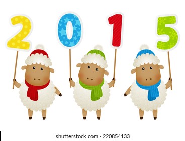 Cute little sheep with 2015 number