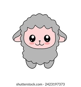 cute little sheep animal character on kawaii style