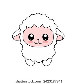 cute little sheep animal character on kawaii style